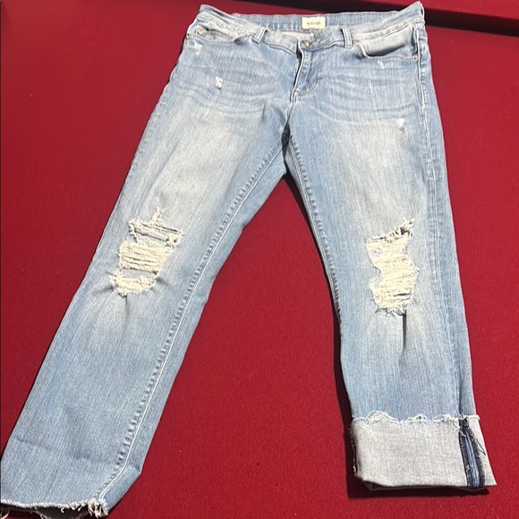 Hudson Jeans Cropped Blue Boyfriend Distressed Denim - Picture 2 of 8